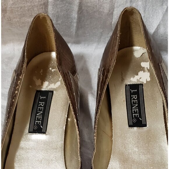 J. Renee Metallic Reptile Print Pointy Toe Flat Slip On Shoe Size 11 EUC - Picture 9 of 10